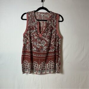 Lucky Brand Sleeveless Top in Red and White Pattern